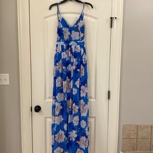 Pink Lily Blue Floral Maxi Dress